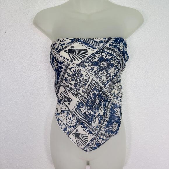 Free People Tube Top Womens Large Bandana Print Smocked Boho Festival Parisian - Picture 1 of 9